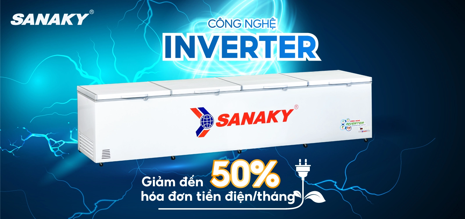 Tủ đông 2000 lít Sanaky Inverter VH-2399HY3 với công nghệ Inverter tiết kiệm điện