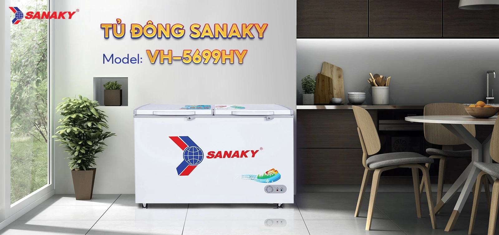 Tủ Đông Sanaky VH-5699HY Tủ đông 410 lít Sanaky VH-5699HY thiết kế hiện đại