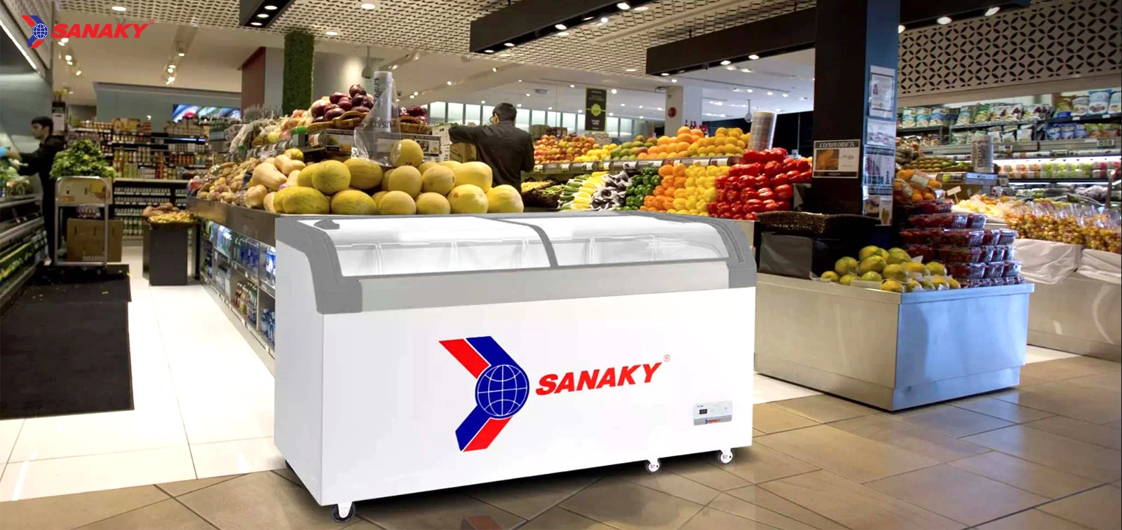 Tủ đông kính cong 500 lít Sanaky VH-888KA được bảo hành chính hãng 2 năm