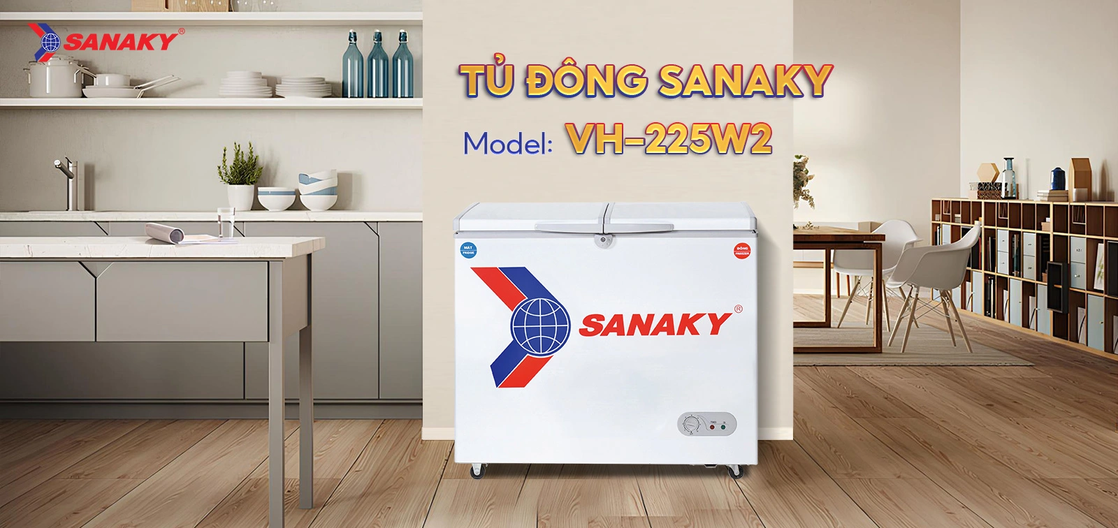 Tủ Đông Sanaky VH-225W2 Tủ đông mát 165 lít Sanaky VH-225W2 màu trắng