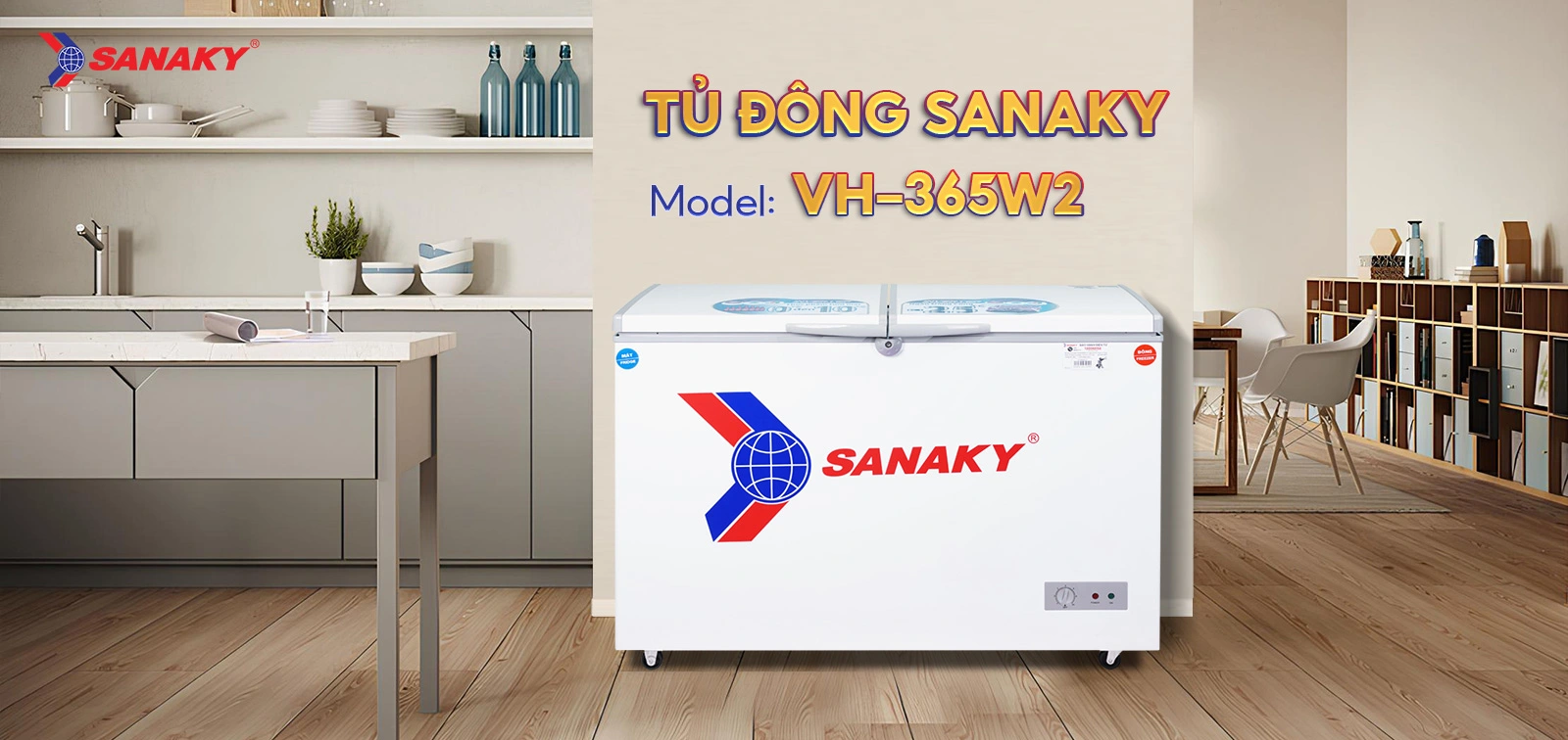 Tủ Đông Sanaky VH-365W2 Tủ đông mát 260 lít Sanaky VH-365W2 thiết kế hiện đại