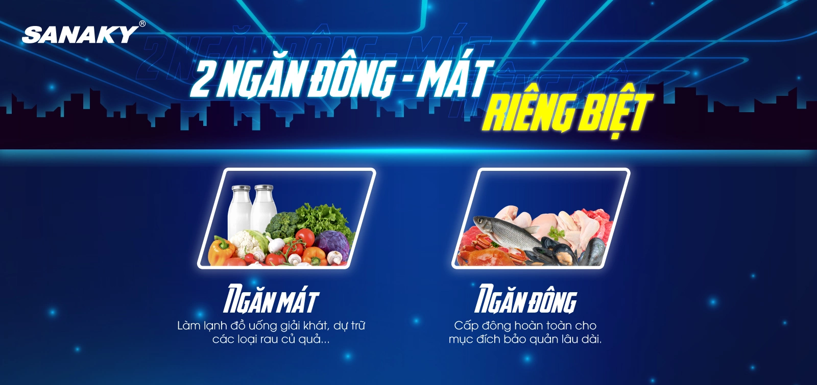 Tủ đông Sanaky VH-6699W2K 1 ngăn đông/1 ngăn mát riêng biệt Tủ đông mát 485 lít Sanaky VH-6699W2K với thiết kế 2 ngăn đông và mát riêng biệt