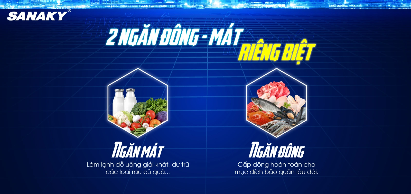 Tủ đông Sanaky VH-6699W4K 2 ngăn đông - mát riêng biệt Tủ đông mát 485 lít Sanaky VH-6699W4K với thiết kế 2 ngăn đông - mát riêng biệt