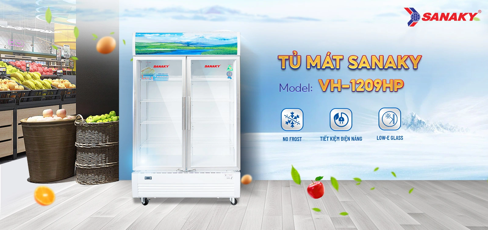 Tủ Mát Sanaky VH-1209HP Tủ mát 1100 lít Sanaky VH-1209HP cửa kính trưng bày
