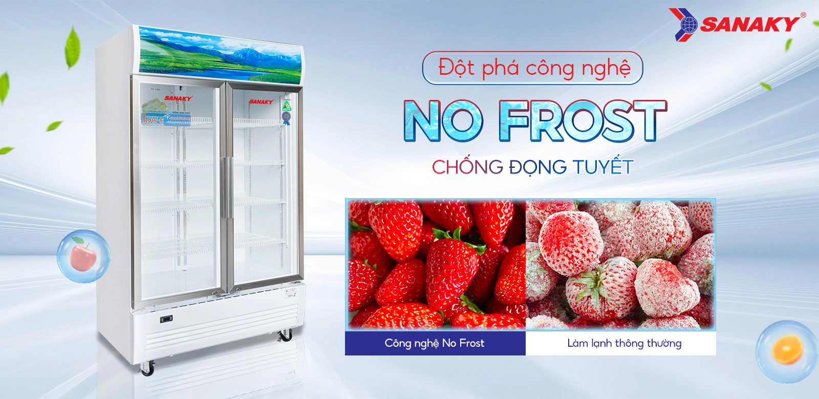 Đột phá công nghệ No-frost chống đọng tuyết Tủ mát 1100 lít Sanaky VH-1209HP trang bị công nghệ No-Frost chống đọng tuyết