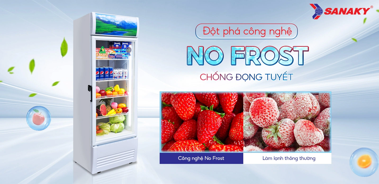 Đột phá công nghệ No-frost chống đọng tuyết Tủ mát 200 lít Sanaky VH-2599K tích hợp công nghệ No-Frost chống đọng tuyết