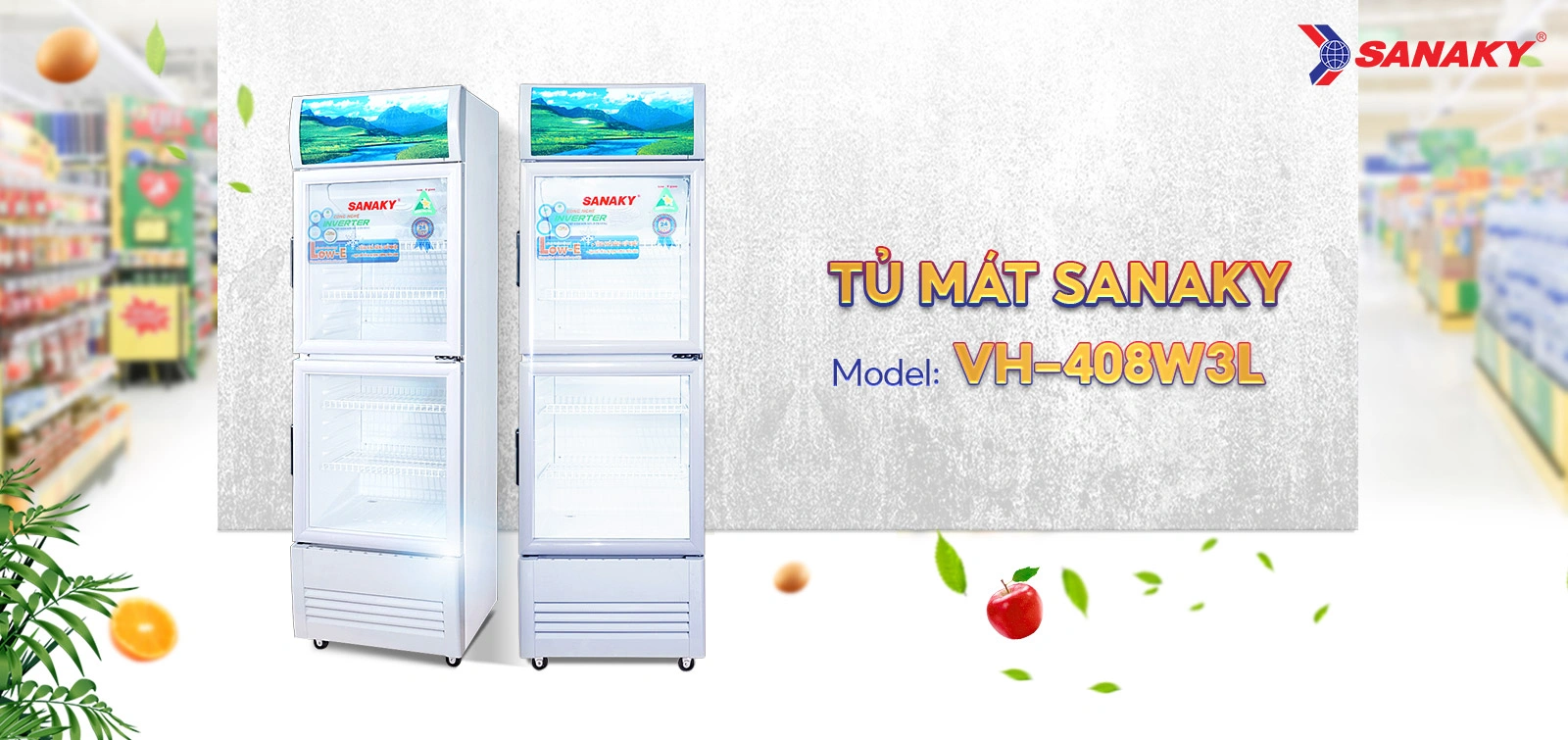 Tủ Mát Sanaky VH-408W3L Tủ mát 340 lít Sanaky Inverter VH-408W3L cửa kính trưng bày