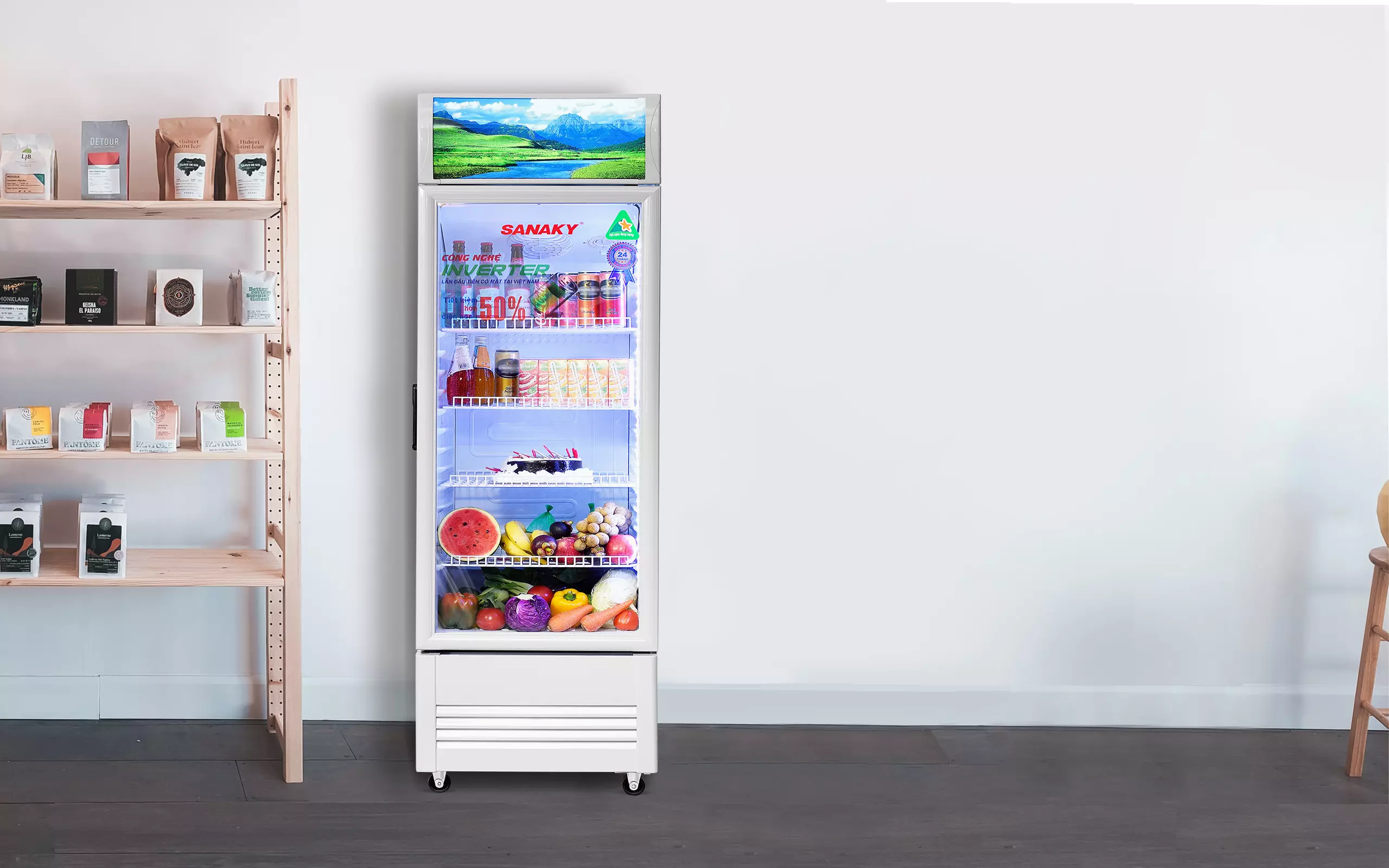 Tủ mát 400 lít Sanaky Inverter VH-4089K3 cửa kính trưng bày