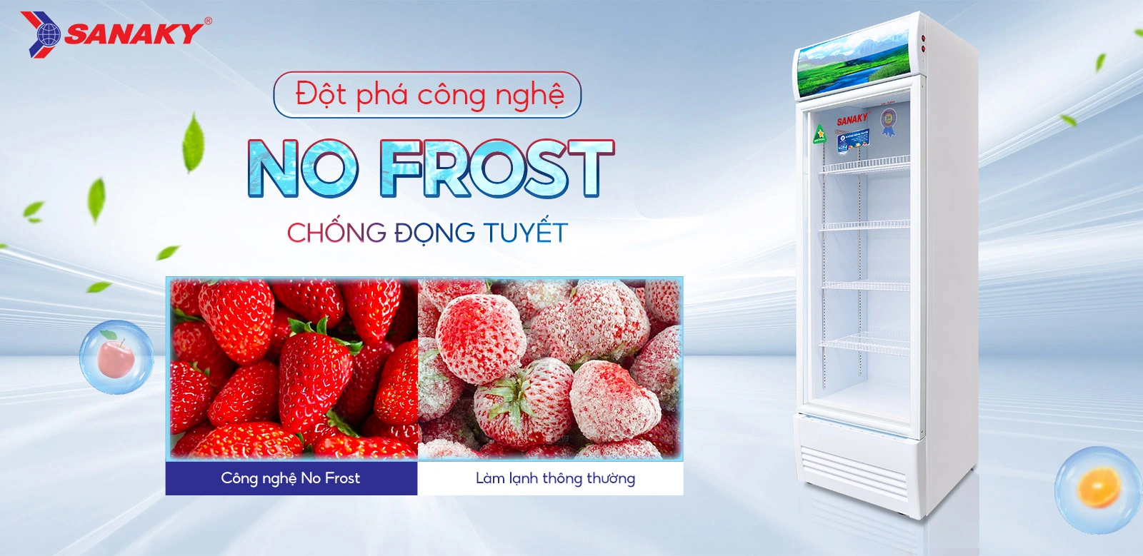 Đột phá công nghệ No-frost chống đọng tuyết Tủ mát 400 lít Sanaky VH-4588K với công nghệ No-Frost chống đọng tuyết