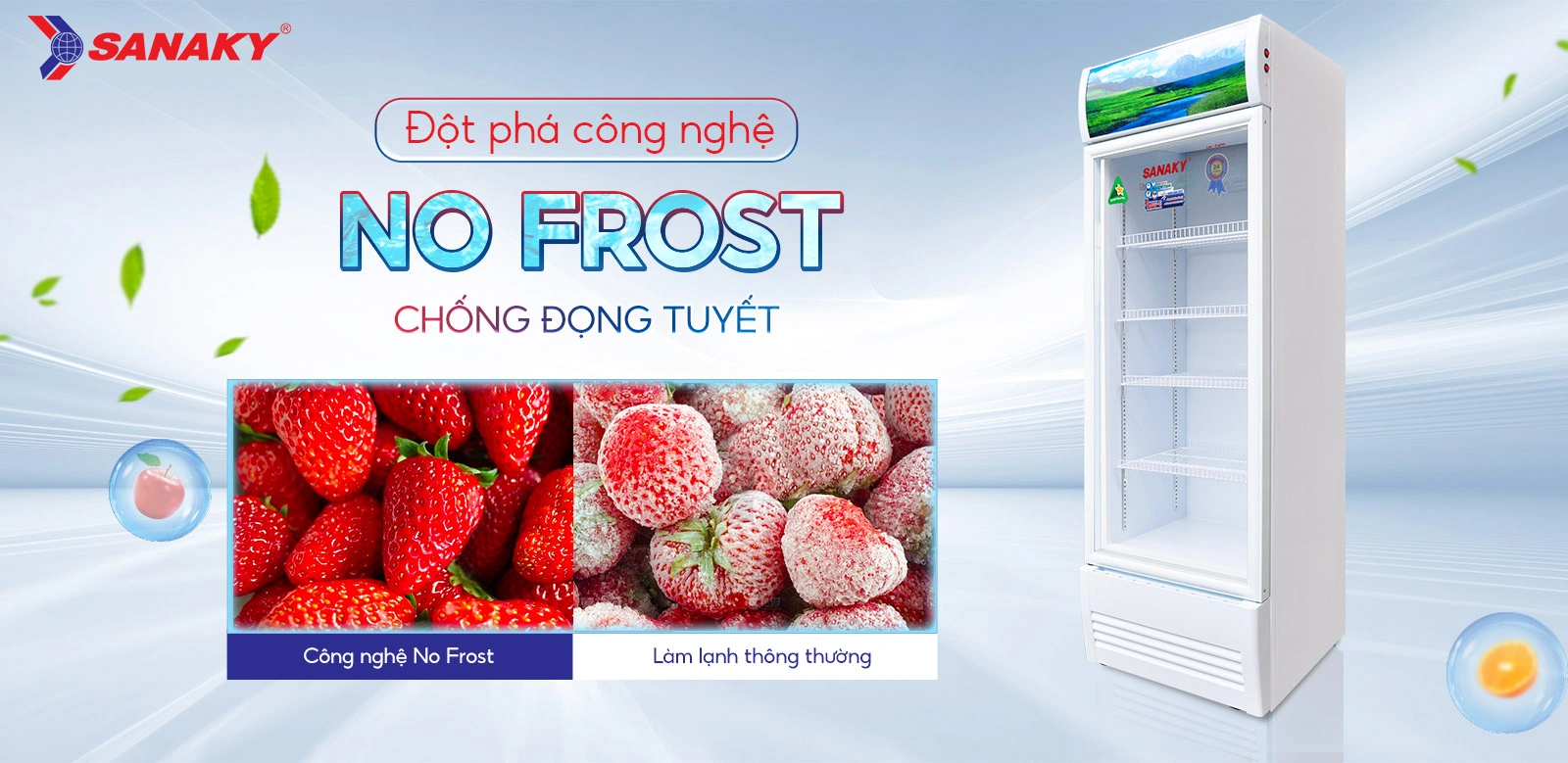 Tủ mát 480 lít Sanaky Inverter VH-5099K3 tích hợp công nghệ No-Frost chống đọng tuyết
