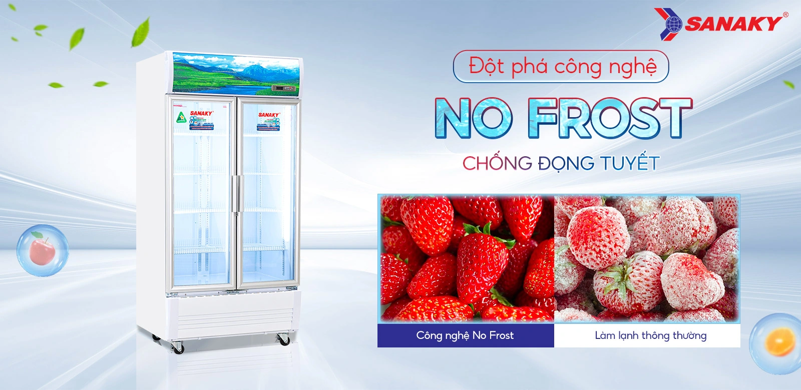 Tủ mát 900 lít Sanaky Inverter VH-1009HP3 tích hợp công nghệ No-Frost chống đọng tuyết