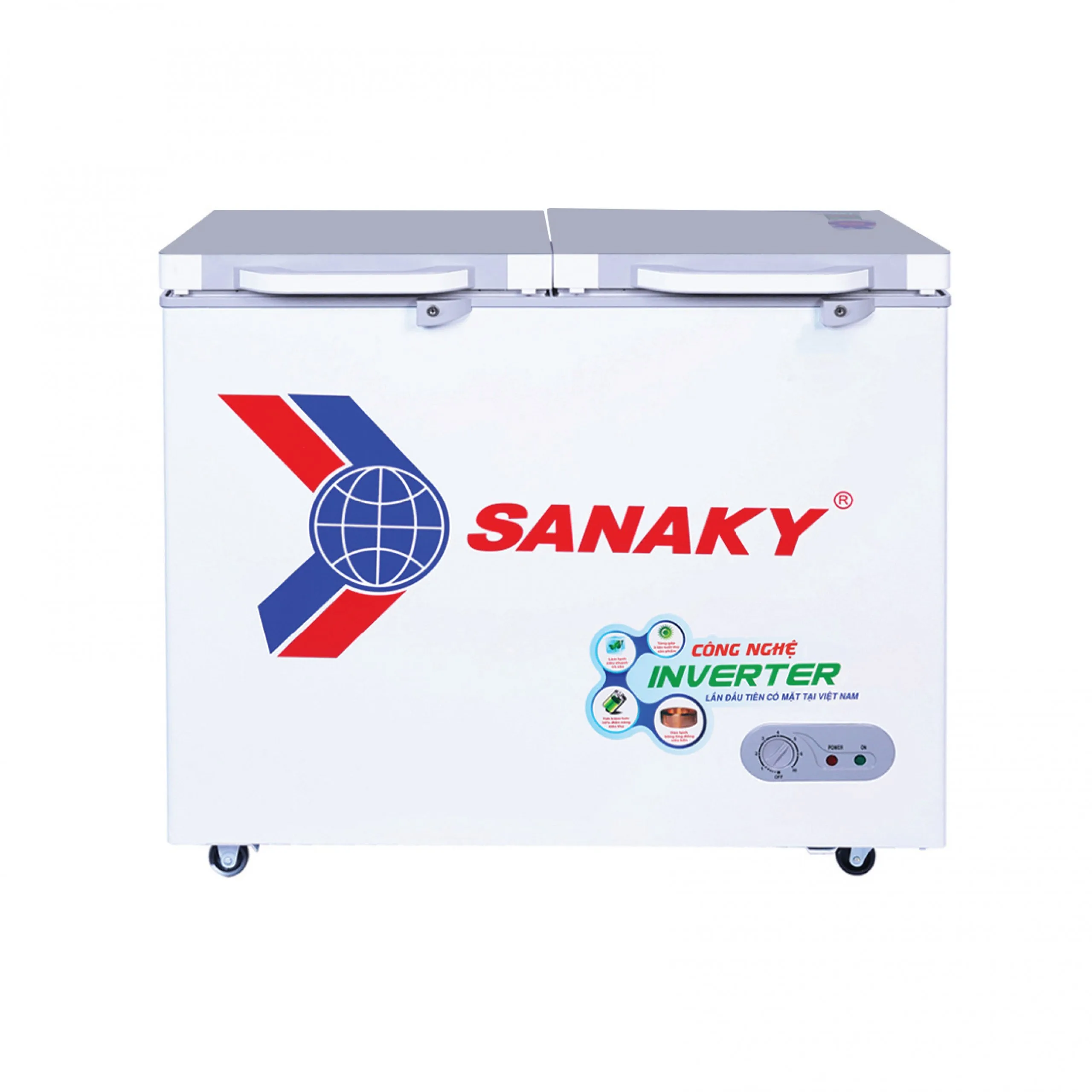 Tủ đông 208l Sanaky Inverter VH-2599A4K thiết kế 2 cánh mở ngang