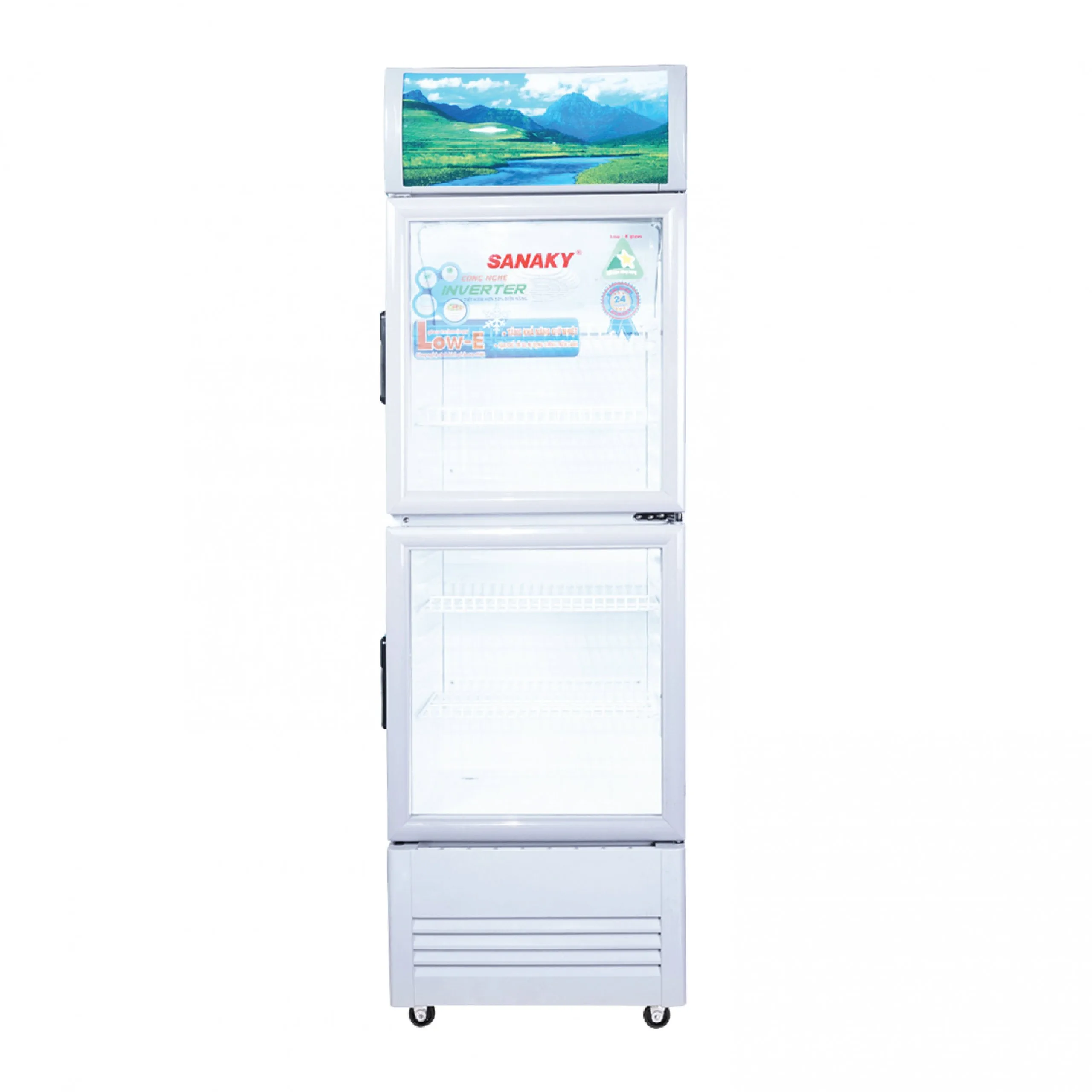 Tủ mát 290 lít Sanaky Inverter VH-358W3L thiết kế cửa kính trưng bày